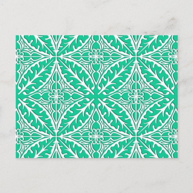 Carte Postale Carrelage marocain - turquoise et blanc (Devant)