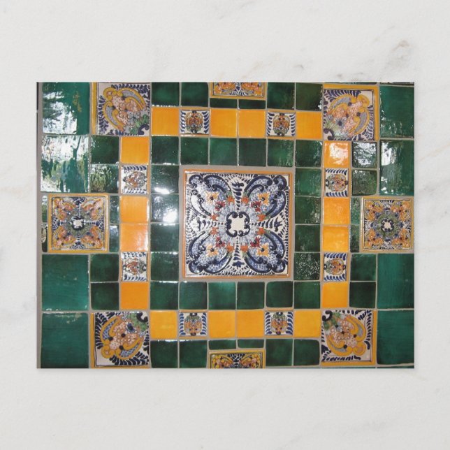 Carte Postale Carrelage mexicain vert Talavera (Devant)