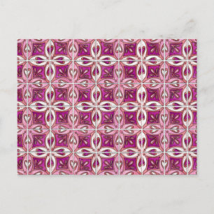 Carte Postale Carrelage rose Design 2 - Coeurs