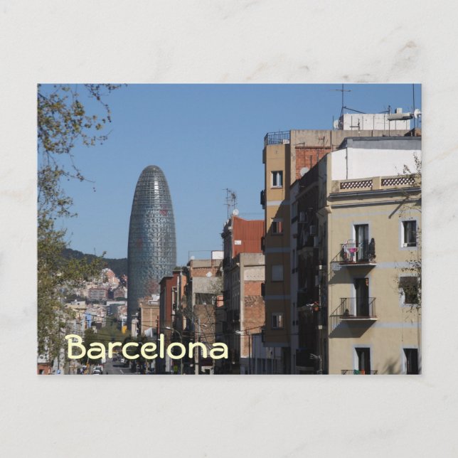 Carte Postale Carrer de Badajoz et Torre Agbar, Barcelone (Devant)