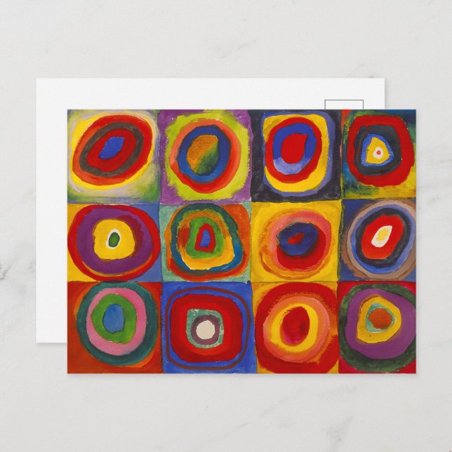 Carte Postale Carrés avec cercles concentrés | Kandinsky | (Devant / Derrière)