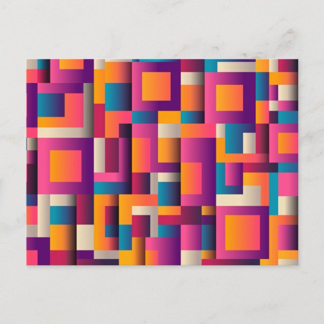Carte Postale Carrés et formes Abstraits colorés (Devant)