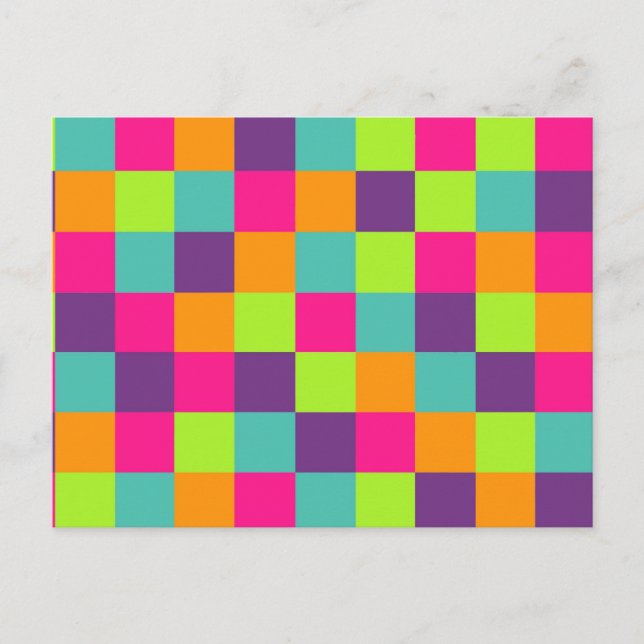Carte Postale Carrés géométriques colorés (Devant)