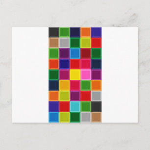 Carte Postale Carrés multicolores et rayures Girly