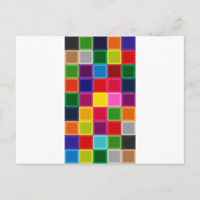 Carte Postale Carrés multicolores et rayures Girly (Devant)