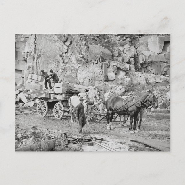 Carte Postale Carrière de granit de Nouvelle-Angleterre, 1908 (Devant)