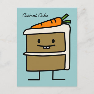 Carte Postale Carrot Cake tranche de dents de lapin glaçage dess