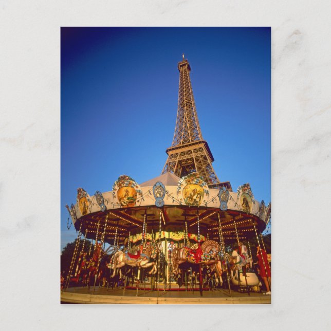 Carte Postale Carrousel, Tour Eiffel, Paris, France (Devant)