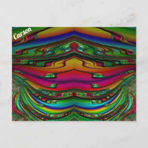 Carte Postale CARSON ~ Motif de conception fractale 3D ~ Multico