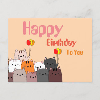Carte postale Carte d'anniversaire avec chat migno