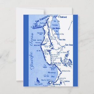 Carte Postale "Carte de Carmel à San Francisco