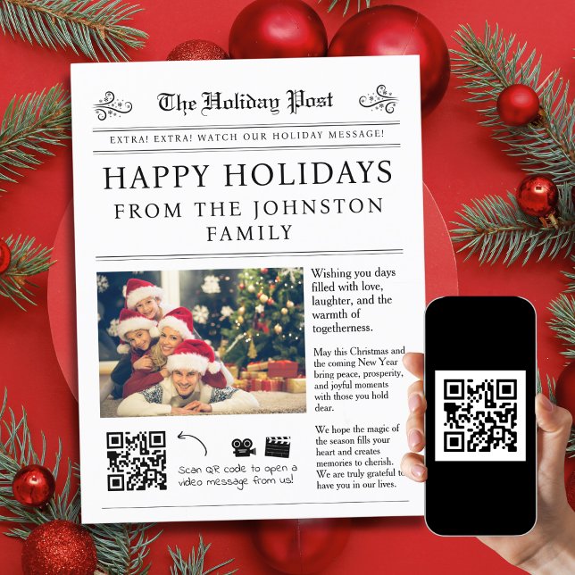 Carte postale Carte de Noël du journal QR Code (Créateur téléchargé)