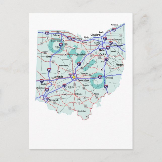 Carte postale Carte Interstate Ohio (Devant)