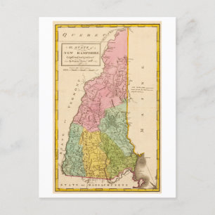Carte postale Carte New Hampshire 1815