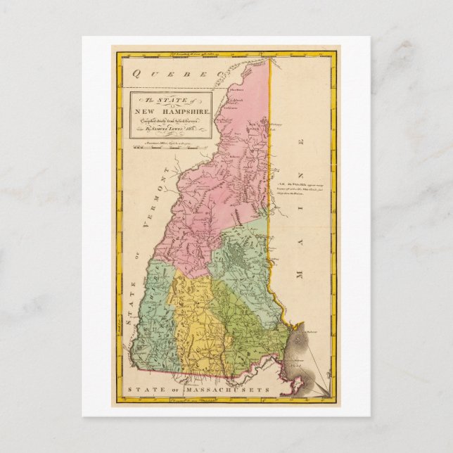 Carte postale Carte New Hampshire 1815 (Devant)