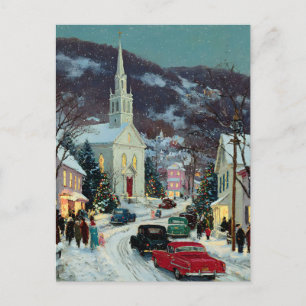 Carte Postale *CARTE POSTALE avec MESSAGE Noël Nostalgique Peint