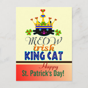 Carte Postale ♫♥Carte postale de la Saint-Patrick avec chat roi
