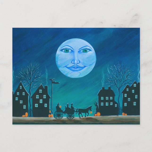 Carte Postale carte.postale.Halloween,sorcières,noir,chat.chevâl (Devant)