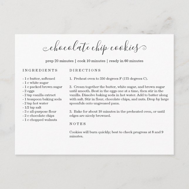 Carte postale Carte Recette (Devant)