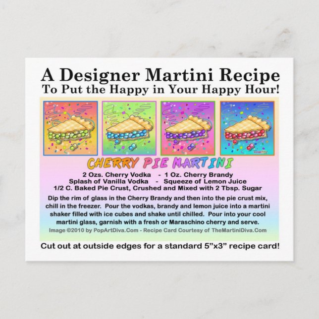 Carte postale Carte Recette Cerry Pie Martini (Devant)