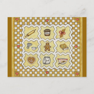 Carte Postale Carte/Recette de Cuisine en Pain d'Épice
