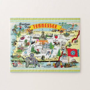 Carte postale Carte Tennessee vintage Puzzle