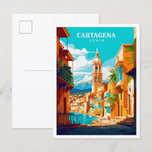 Carte Postale Carthagène Espagne Art Vintage Illustration de voy
