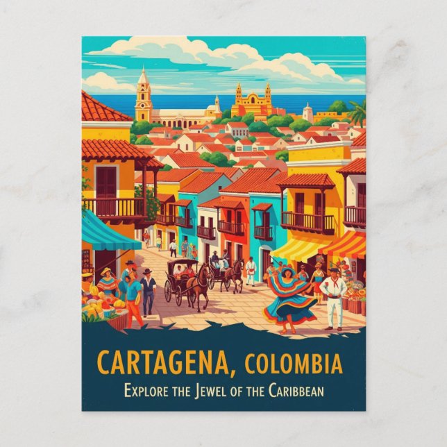 Carte Postale Carthagène vintage Colombie Voyage (Devant)
