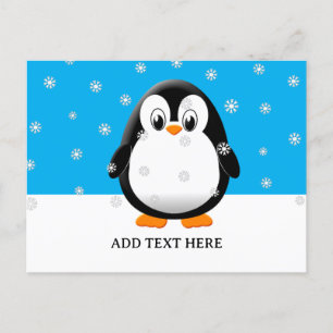 Carte Postale Cartographie de pingouin mignon Flacons de neige p