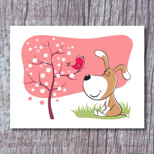 Carte Postale Cartographier Chien Chien Chien Chien Volet Fleur 