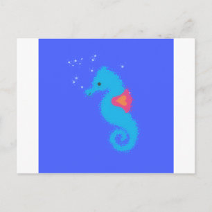 Carte Postale Carton bleu Seahorse