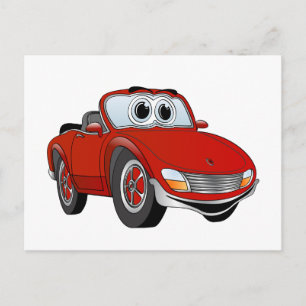 Carte Postale Carton convertible voiture sport rouge