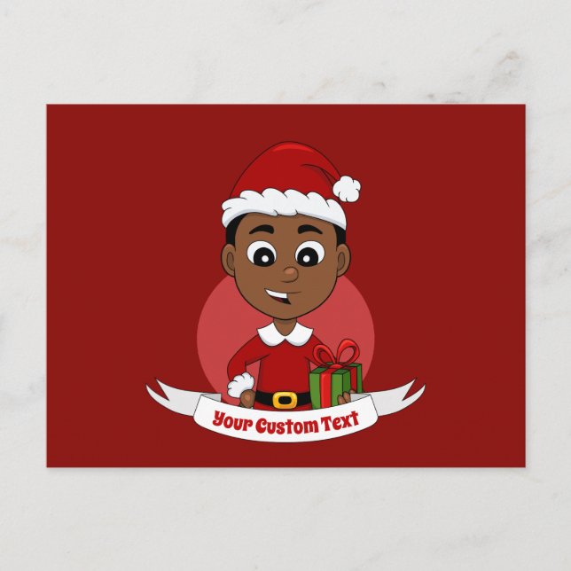 Carte Postale Carton Cute African American Christmas boy (Devant)