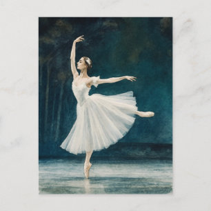 Carte Postale Carton d'aquarelle de danseuse de ballet