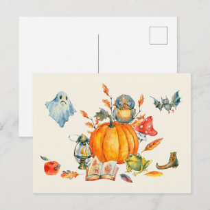 Carte Postale Carton d'aquarelle Joyeux Halloween