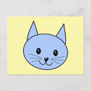 Carte Postale Carton de chat bleu mignon