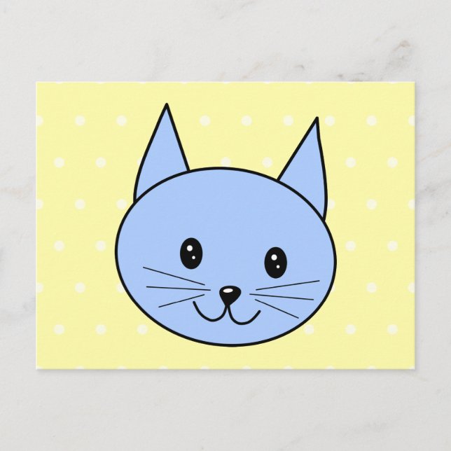 Carte Postale Carton de chat bleu mignon (Devant)
