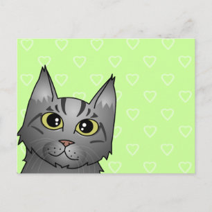 Carte Postale Carton de chat en coton Maine - Tabby en argent