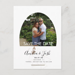 Carte Postale Carton de faire-part de date avec photo et formes