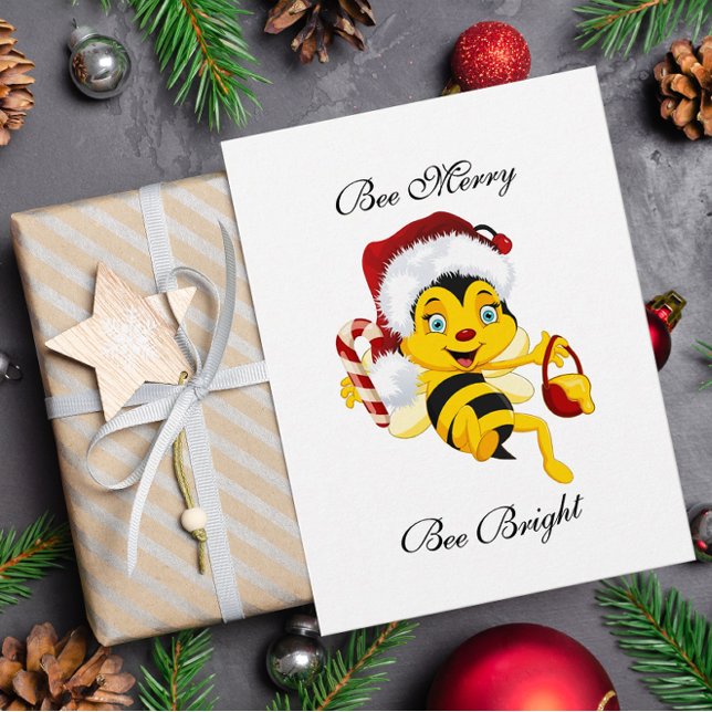 Carte Postale Carton de Noël d'abeille Joyeux (Créateur téléchargé)