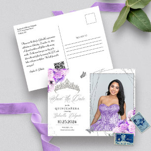 Carte Postale Carton de photo de Quinceañera de Lilac & Silver T