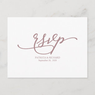 Carte Postale Carton de réponse de mariage à la calligraphie or 