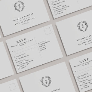 Carte Postale Carton de réponse de mariage photo à l'aquarelle E