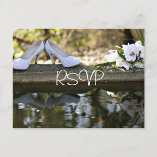 Carte Postale Carton de réponse pour invitation de mariage blanc