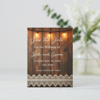 Carte Postale Carton d'invitation à motifs de bois rustique et d
