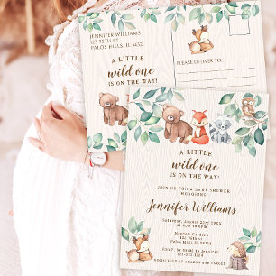 Carte Postale Carton d'invitation à une baby shower pour animaux