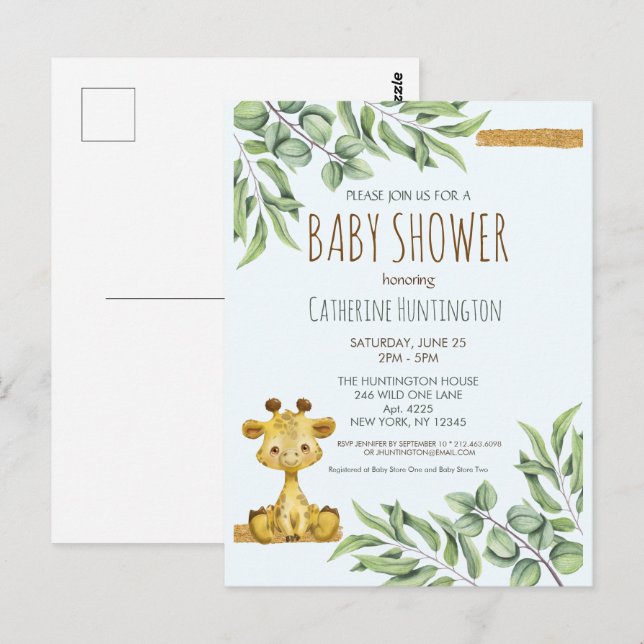 Carte Postale Carton d'invitation à une baby shower pour une ado (Devant / Derrière)