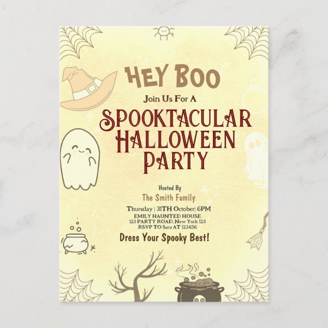 Carte Postale Carton d'invitation à une fête d'Halloween Spookta (Devant)