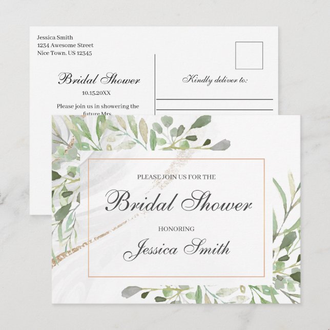 Carte Postale Carton d'invitation au mariage en aquarelle (Devant / Derrière)