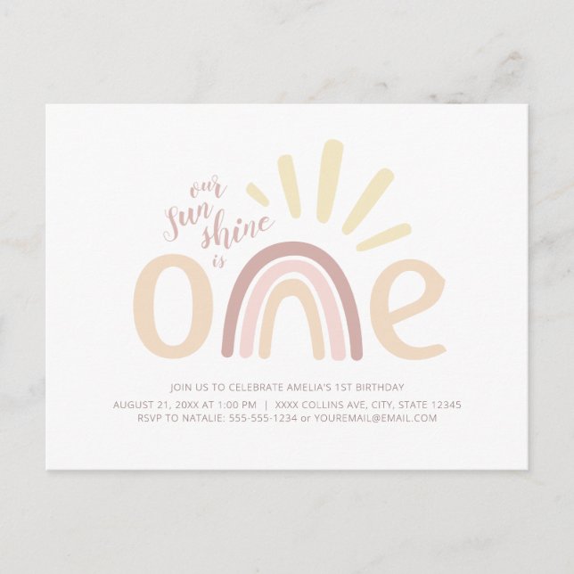 Carte Postale Carton d'invitation Boho Rainbow et Sunshine pour  (Devant)